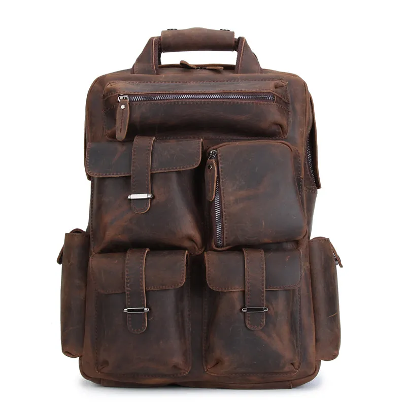 Cool Leather Mens Backpack Large Vintage Large Travel Backpack for Men