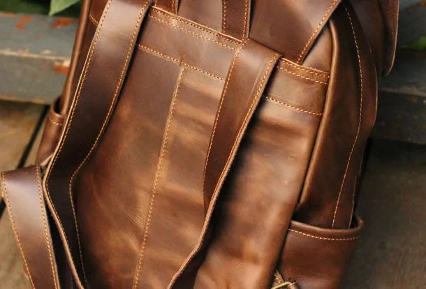Cool Leather Mens Backpack Travel Backpack Vintage School Backpack for men