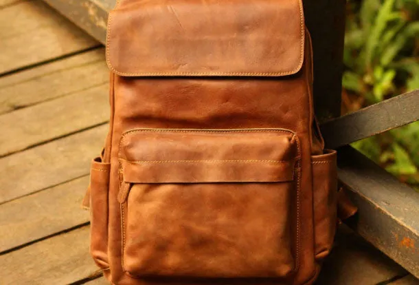 Cool Leather Mens Backpack Travel Backpack Vintage School Backpack for men