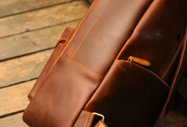 Cool Leather Mens Backpack Vintage Travel Backpack Hiking Backpack for men
