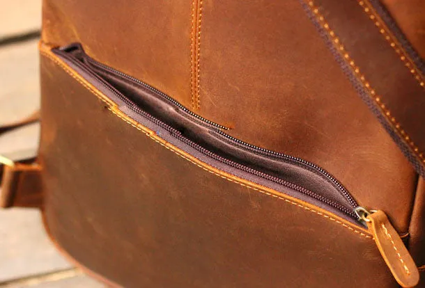 Cool Leather Mens Backpack Vintage Travel Backpack Hiking Backpack for men