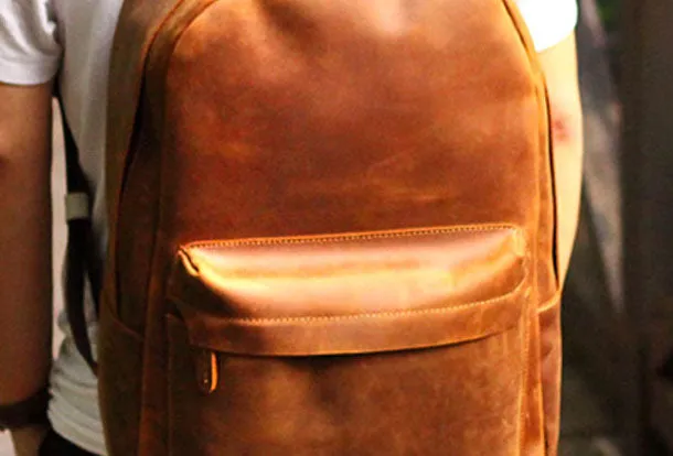 Cool Leather Mens Backpack Vintage Travel Backpack Hiking Backpack for men