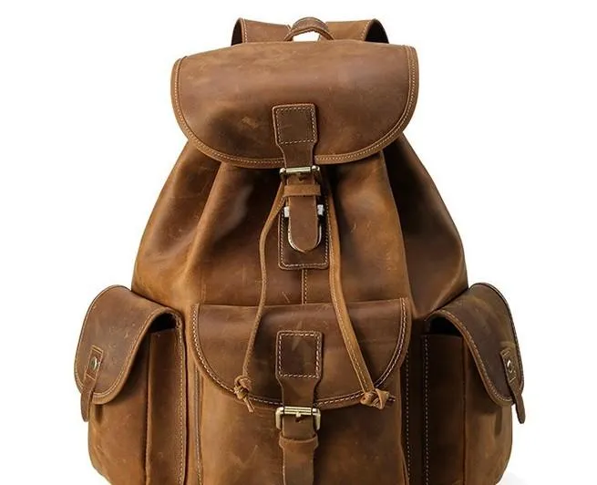 Cool Leather Mens Backpacks Travel Backpack Leather School Backpack for Men