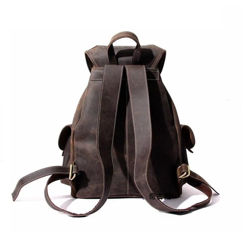Cool Leather Mens Backpacks Travel Backpack Leather School Backpack for Men