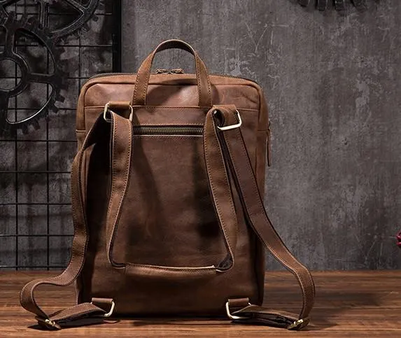 Cool Mens Leather Alligator Pattern Backpack Travel Backpacks Leather Hiking Backpack for Men