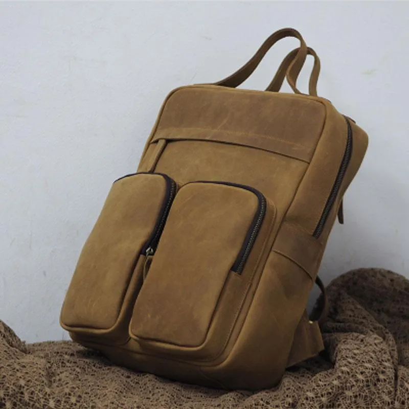 Cool Vintage Mens Leather School Backpack Satchel Backpack Leather Travel Backpack for Men