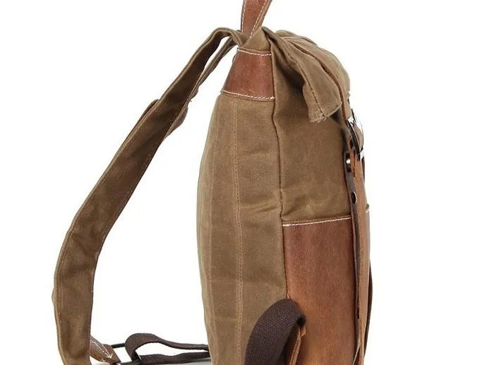Cool Waxed Canvas Leather Mens Backpack Canvas Travel Backpacks Canvas School Backpack for Men