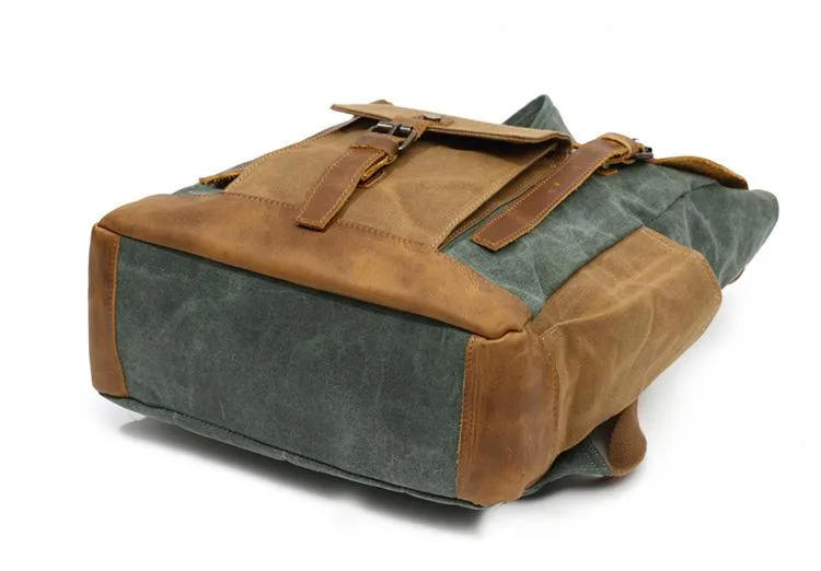 Cool Waxed Canvas Mens Womens Waterproof Large Travel Backpack 15'' Computer Hiking Backpack for Men