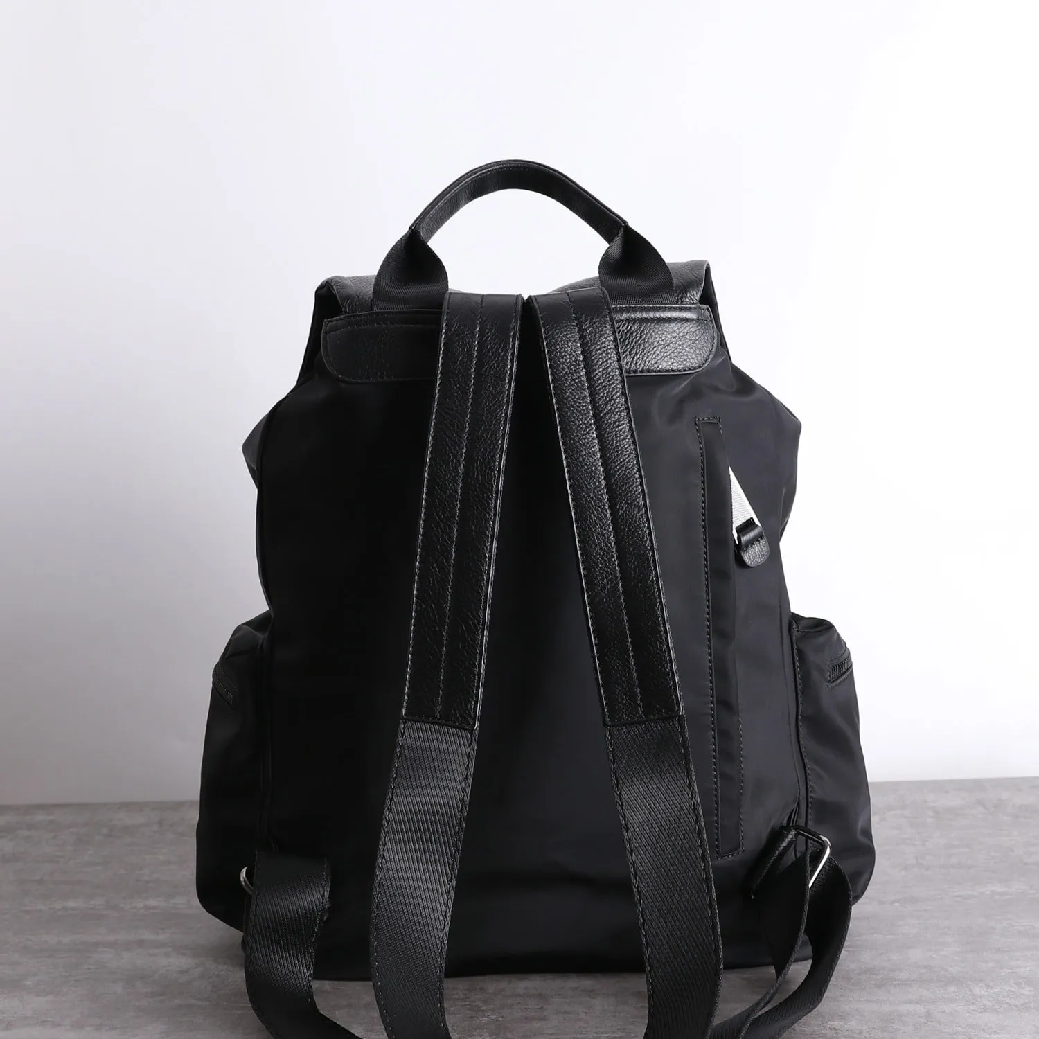 Cute Black Nylon Satchel Backpack Womens School Backpack Purse Black Nylon Leather Travel Rucksack for Ladies