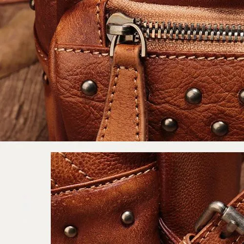 Cute Brown Leather Womens Backpacks Small Vintage Black Leather Backpack for Ladies