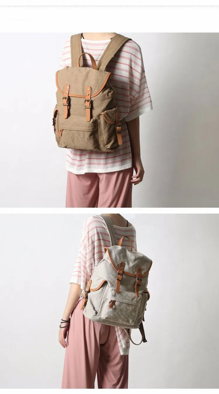 Cute Canvas Womens Mens Classic 14???? Green Computer Backpack White Women's School Backpack Travel Backpack for Men