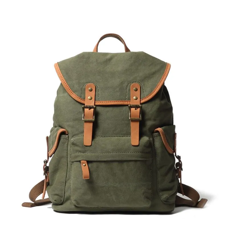 Cute Canvas Womens Mens Classic 14???? Green Computer Backpack White Women's School Backpack Travel Backpack for Men