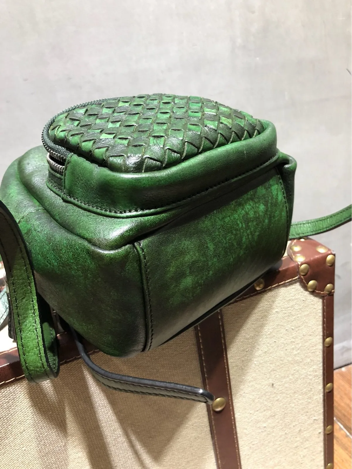 Cute Leather Womens Backpacks Small Braided Leather Backpack Red Trendy Backpacks for Ladies