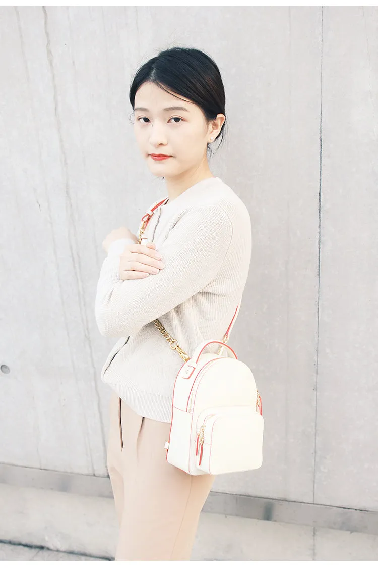 Cute Stylish White Leather Backpack Womens Mini Backpacks Purse