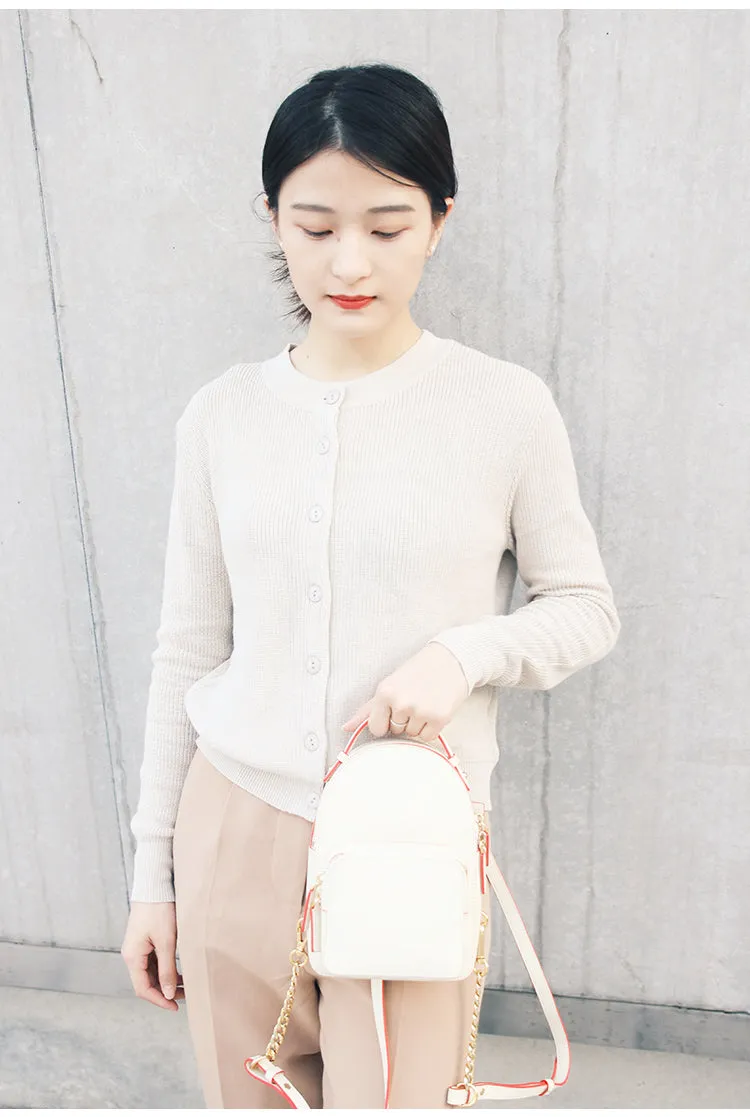 Cute Stylish White Leather Backpack Womens Mini Backpacks Purse