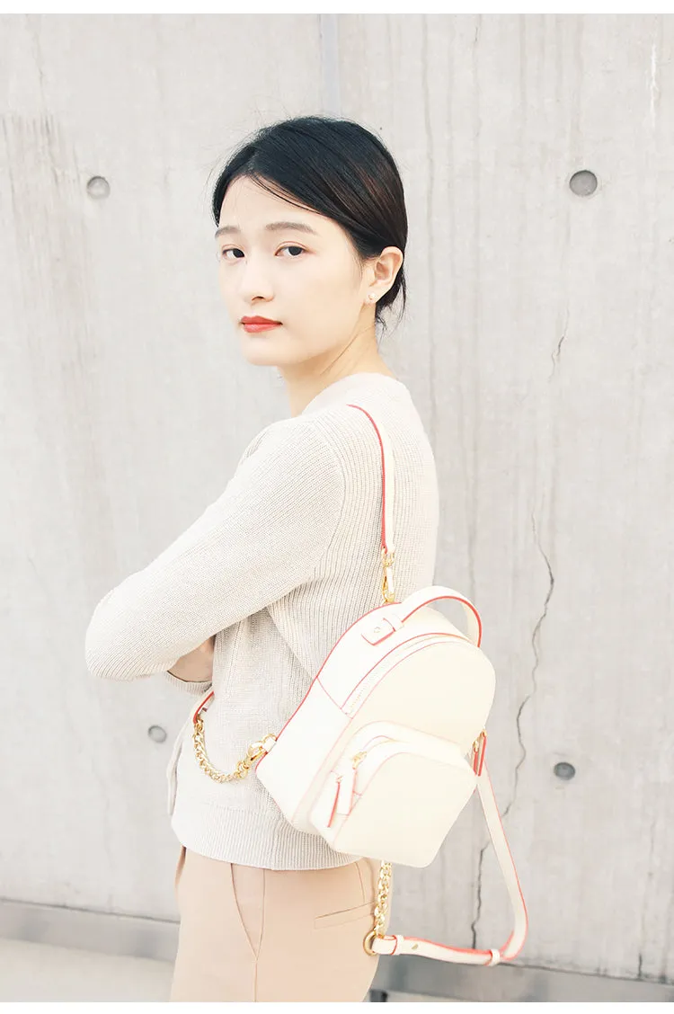 Cute Stylish White Leather Backpack Womens Mini Backpacks Purse