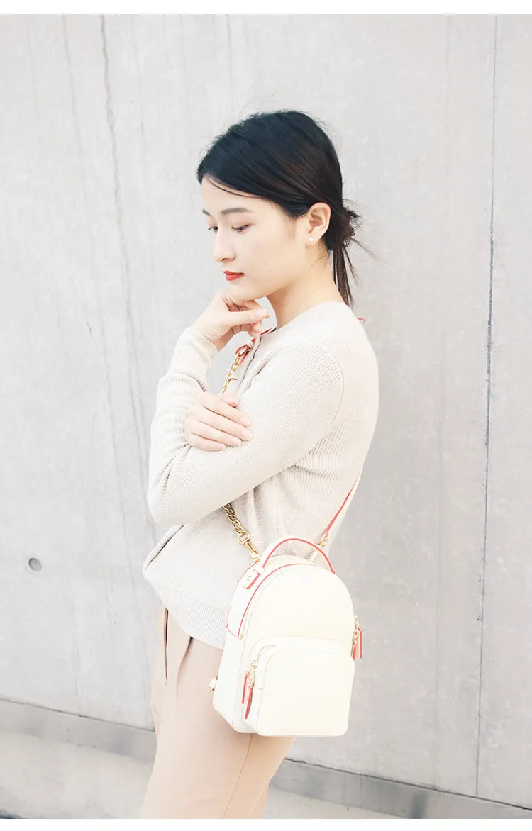 Cute Stylish White Leather Backpack Womens Mini Backpacks Purse