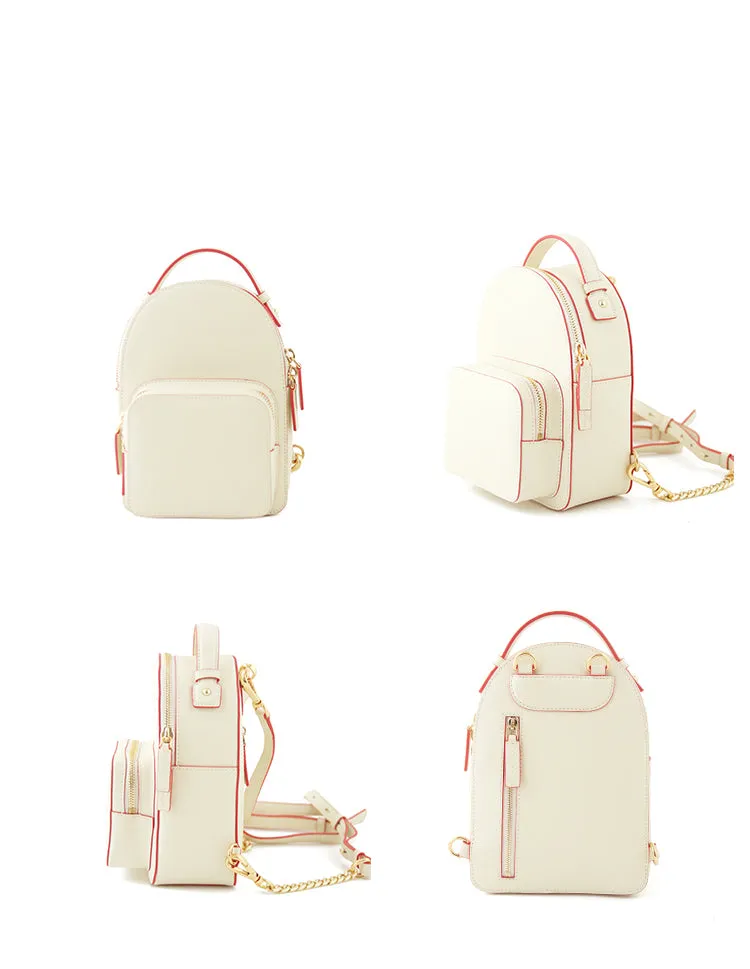 Cute Stylish White Leather Backpack Womens Mini Backpacks Purse