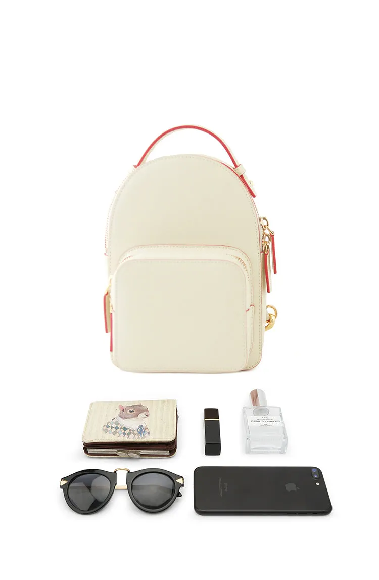Cute Stylish White Leather Backpack Womens Mini Backpacks Purse