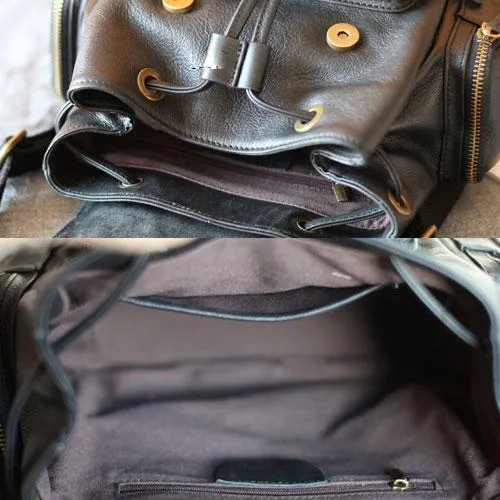 Cute Trendy Womens Small Black Leather Backpacks Womens Black School Backpack Purse