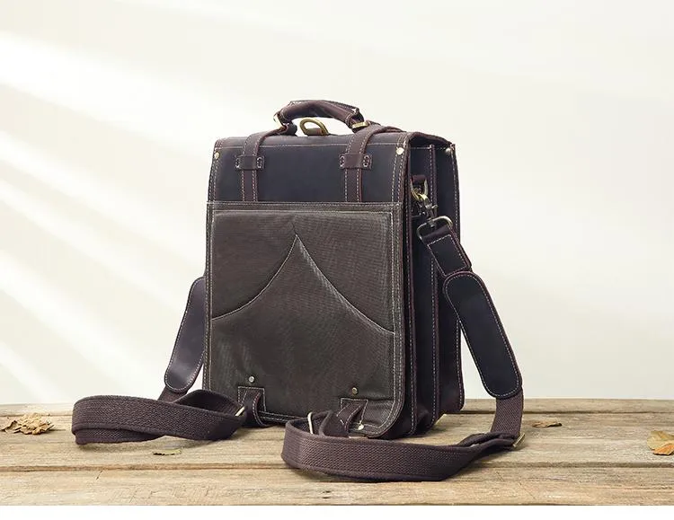 Dark Brown Fashion Mens Leather 13-inch Computer Backpacks Travel Backpacks Brown School Backpack for men