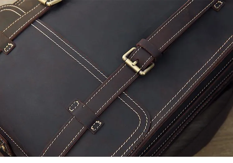 Dark Brown Fashion Mens Leather 13-inch Computer Backpacks Travel Backpacks Brown School Backpack for men