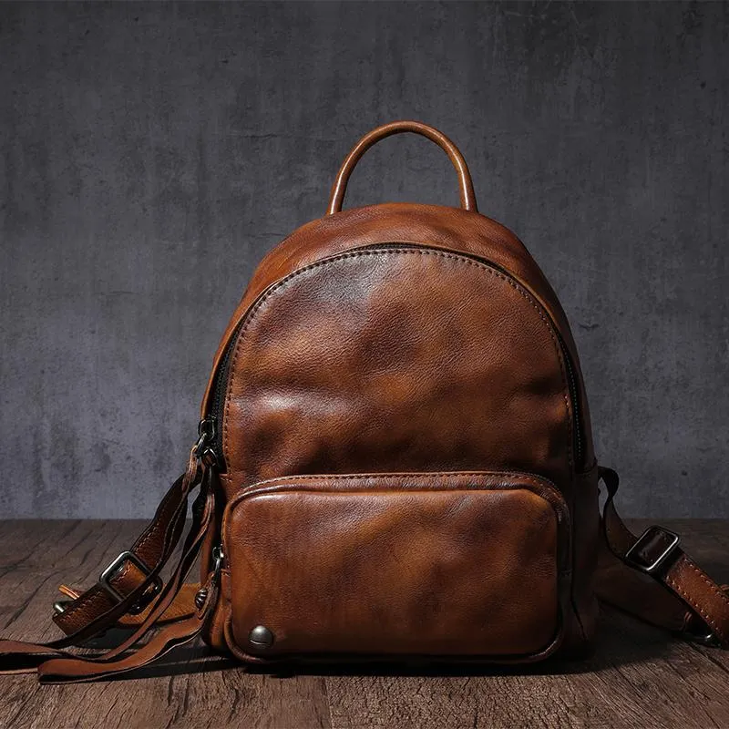 Dark Brown Leather Rucksack Small Womens Small Leather Backpack Ladies Backpack Purse