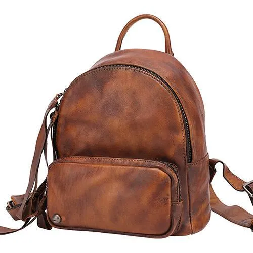 Dark Brown Leather Rucksack Small Womens Small Leather Backpack Ladies Backpack Purse