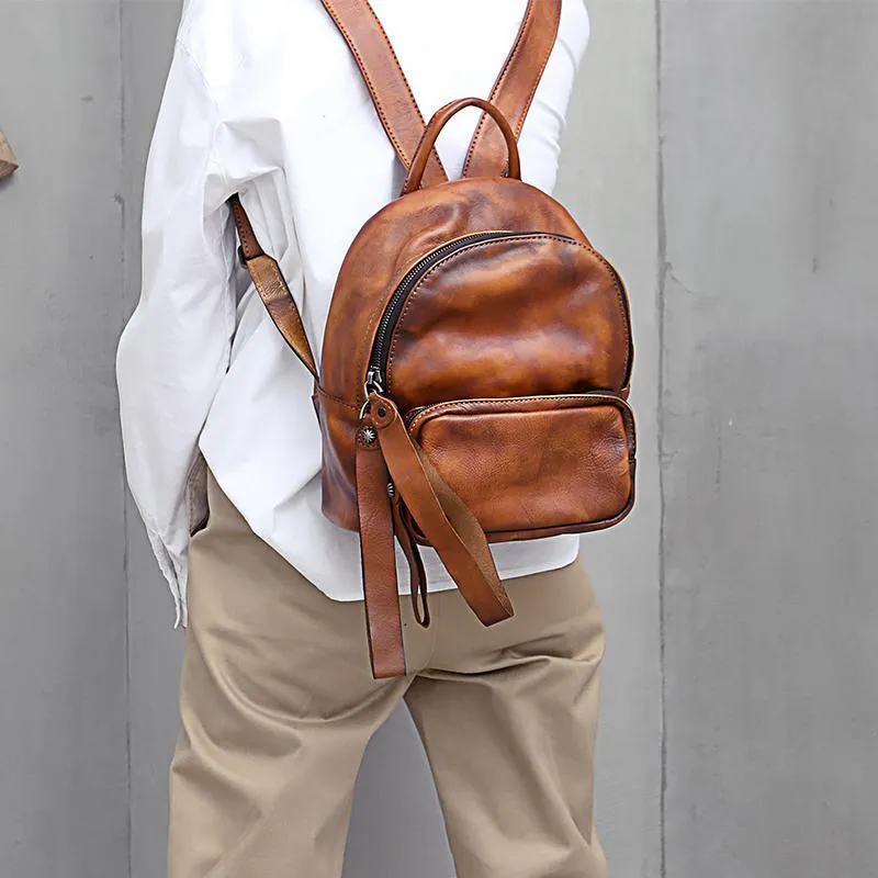 Dark Brown Leather Rucksack Small Womens Small Leather Backpack Ladies Backpack Purse