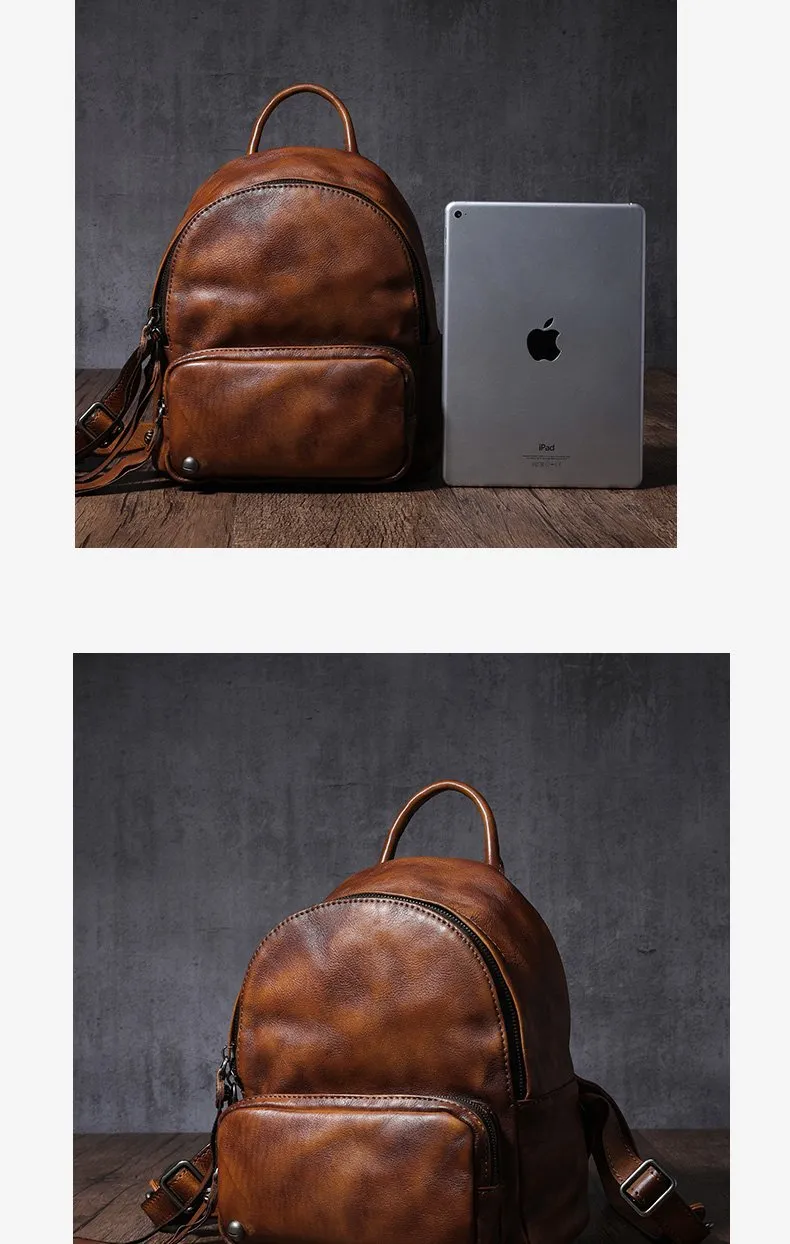 Dark Brown Leather Rucksack Small Womens Small Leather Backpack Ladies Backpack Purse
