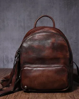 Dark Brown Leather Rucksack Small Womens Small Leather Backpack Ladies Backpack Purse