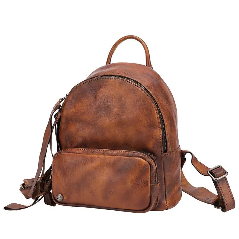 Dark Brown Leather Rucksack Small Womens Small Leather Backpack Ladies Backpack Purse