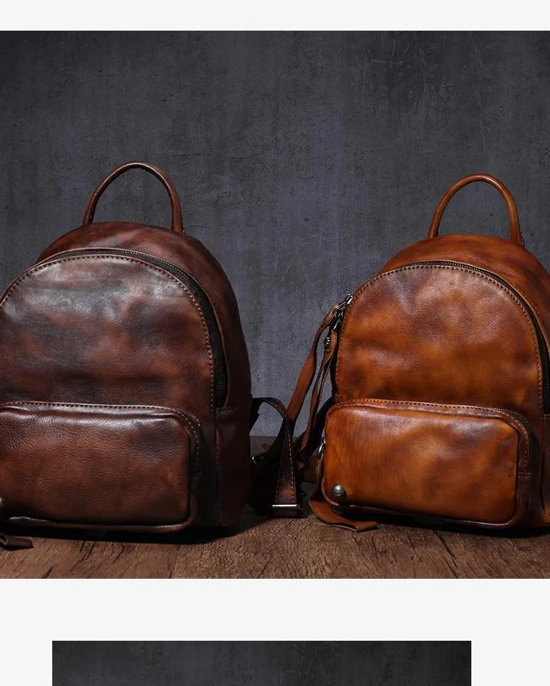 Dark Brown Leather Rucksack Small Womens Small Leather Backpack Ladies Backpack Purse