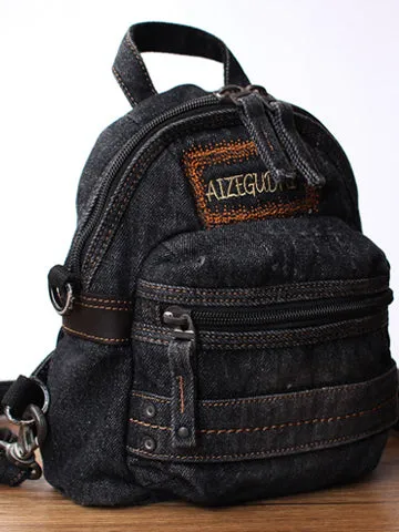 Denim Black Womens Backpack School Backpacks Blue Vintage Denim Backpack For Women