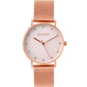 Ellis & Co 'Broadway' Rose Gold Tone Mesh Womens Watch