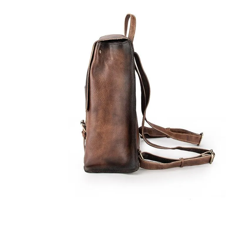 Fashion Brown LEATHER MEN'S College Backpack Travel Backpack Satchel School Backpack For Men