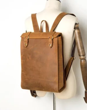 Fashion Brown Mens Leather 15-inch Black Computer Backpack Brown Travel Backpacks School Satchel Backpacks for men