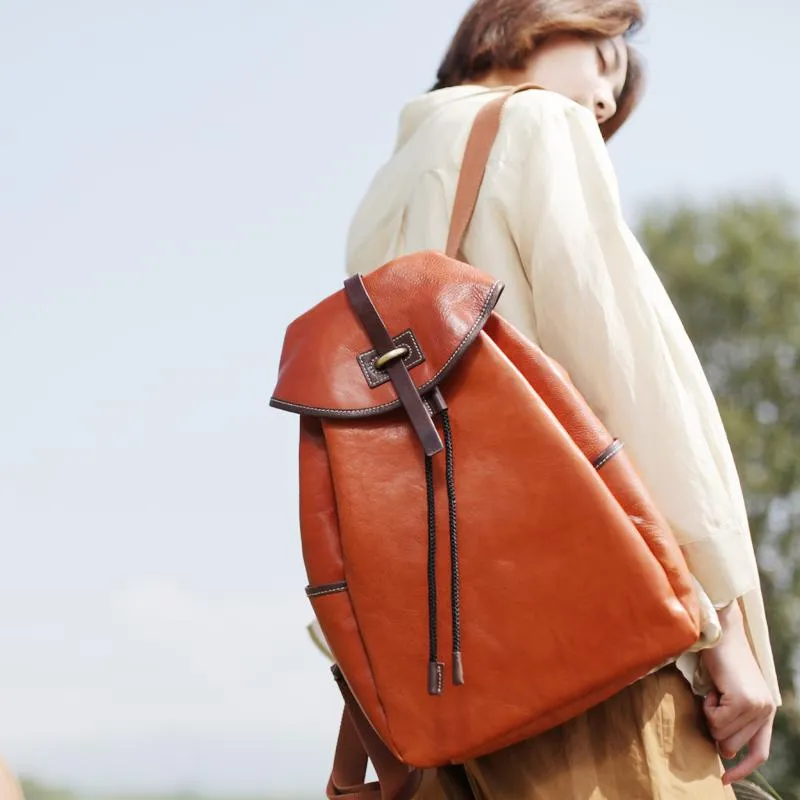 Fashion Brown Womens Leather Backpack Womens Leather Fashion Large Backpack for Ladies