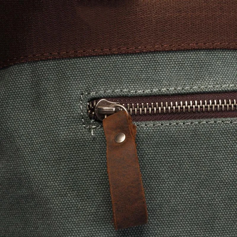 Fashion Canvas Leather Womens Army Green Backpack School Backpack Canvas Travel Backpack For Men