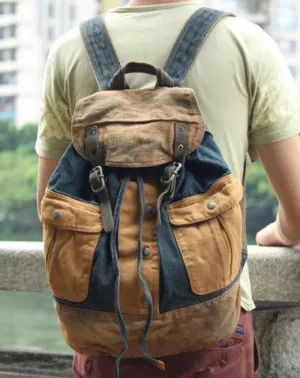 Fashion Denim Blue Mens Large Backpack Laptop Backpack Blue Jean Travel Backpacks For Men