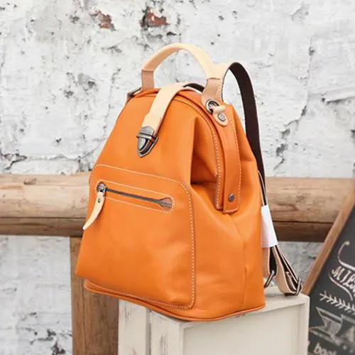 Fashion Handmade Womens Red Leather Backpack Satchel Bag Red School Backpack for Women