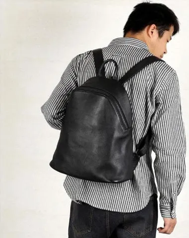 Fashion Leather Mens Cool Backpack Large Black Travel Backpack for men