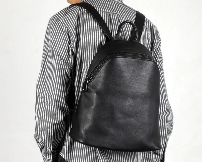Fashion Leather Mens Cool Backpack Large Black Travel Backpack for men