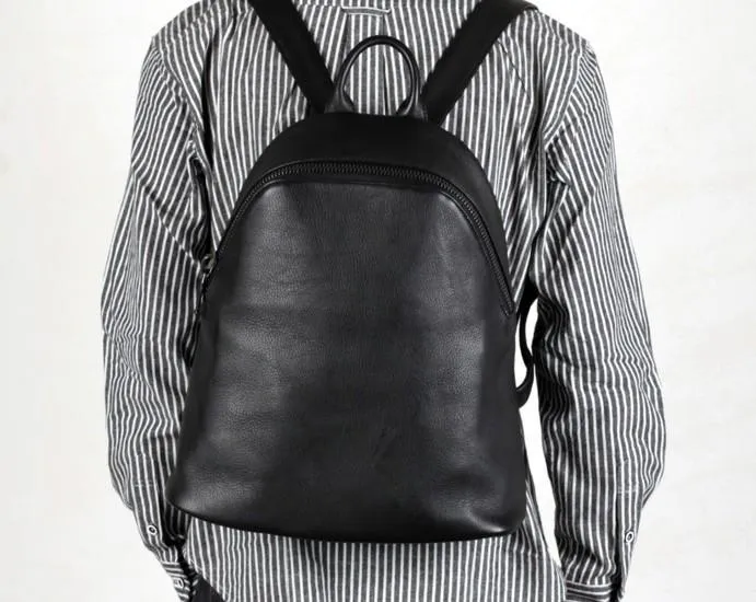 Fashion Leather Mens Cool Backpack Large Black Travel Backpack for men