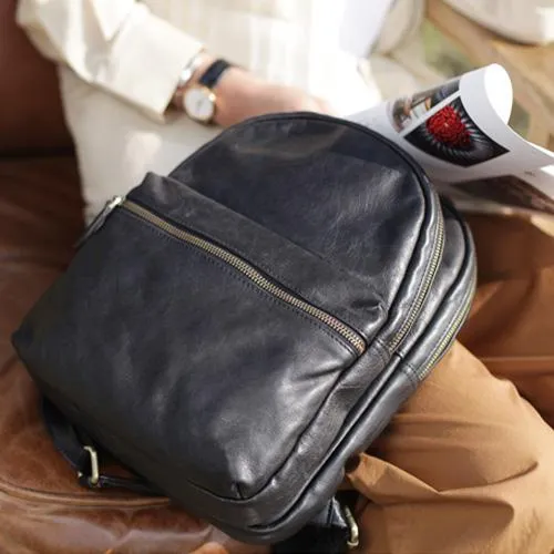 Fashion Womens Black Leather Backpack Purse Leather School Backpack Book Bag Purse