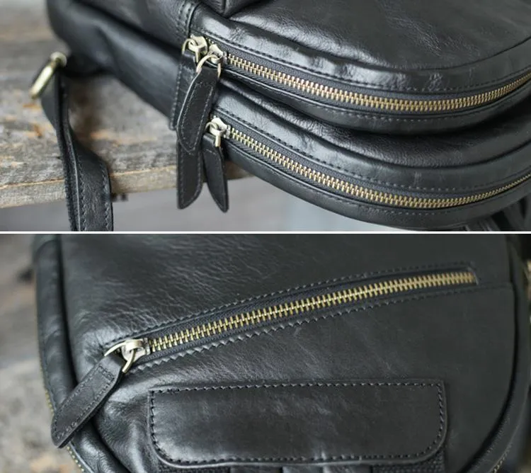 Fashion Womens Black Leather Backpack Purse Leather School Backpack Book Bag Purse