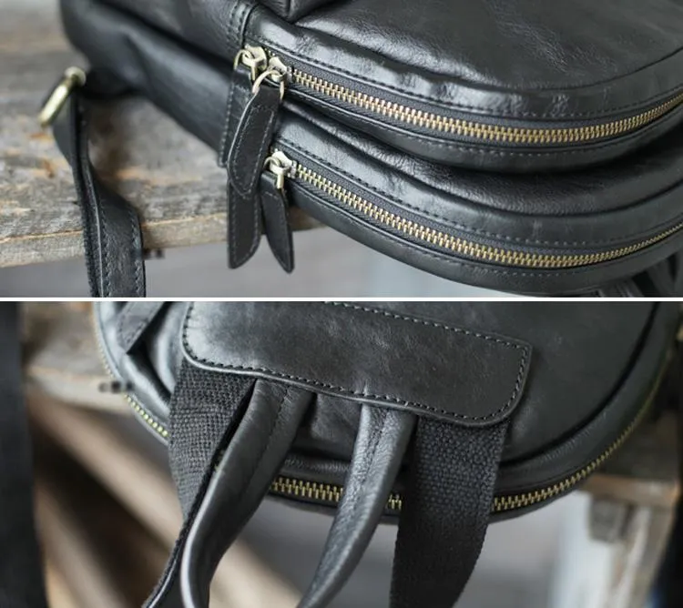 Fashion Womens Black Leather Backpack Purse Leather School Backpack Book Bag Purse