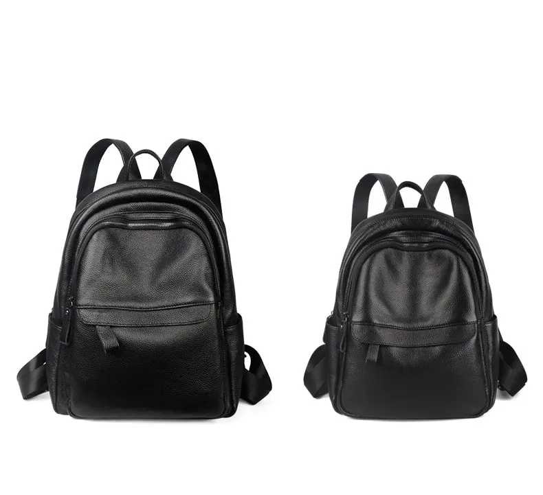 Fashion Womens Black Leather Backpack Purse Leather School Black Backpack Laptop Backpack Purse