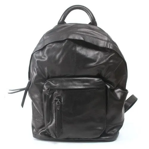 Fashion Womens Black Leather Small Backpack Purse Leather Book Pack Purse for Girls