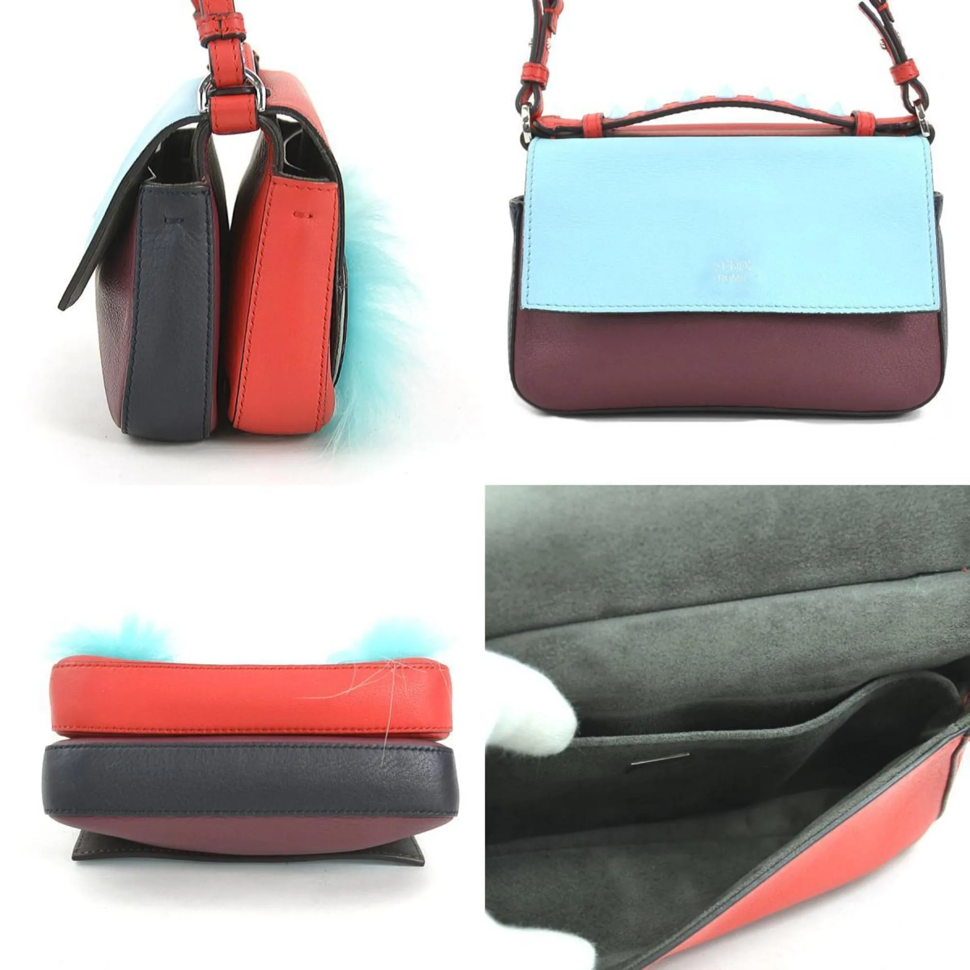 Fendi  Color Leather Fur Shoulder Bag (Pre-Owned)
